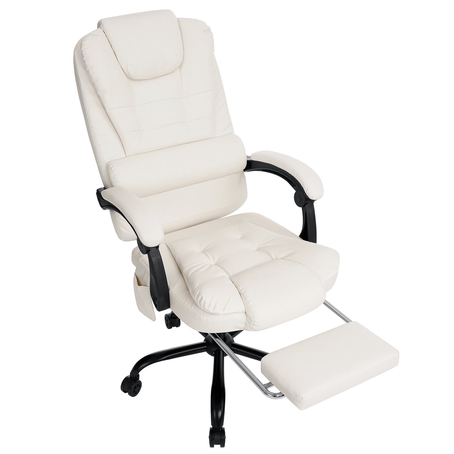 Executive Office Massage Chair with Footrest Reclining, Computer Desk Chair Lumbar Back Support