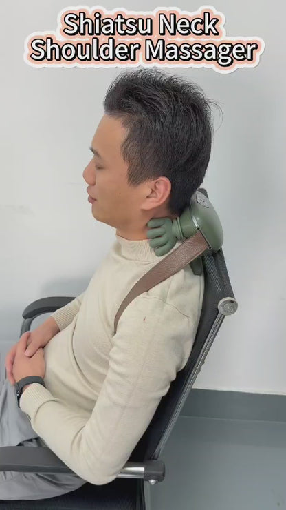 Neck Shoulder Massager with Heat Therapy 2 Speed Temperature Deep Tissue Relaxation.