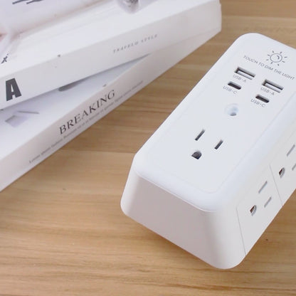 6-Outlet Wall Charger Surge Protector | 10-in-1 Multi-Plug Extender with 4 USB Ports
