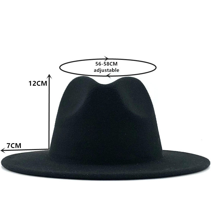 Unisex Wide Brim Wool Felt Jazz Fedora Hat